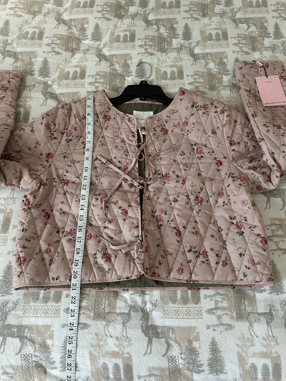 Avec Les Filles Quilted Floral Tie-Front Jacket - Light Pink. Size X-Large. NWT - Picture 9 of 13